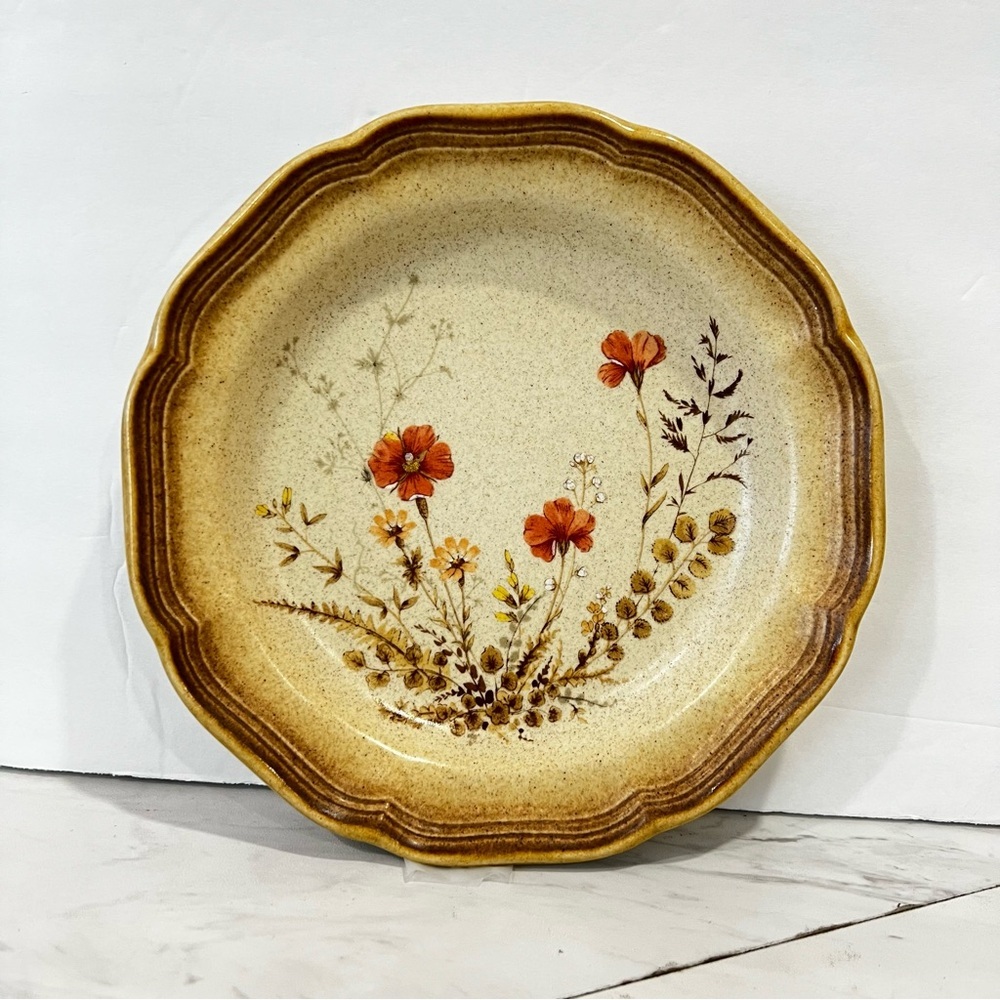 Mikasa Whole Wheat Jardiniere Salad Plate Size 8" E8016 Vintage Brown Floral